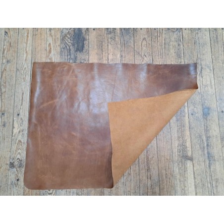 Morceau de cuir de vachette pullup ciré - Brun - C