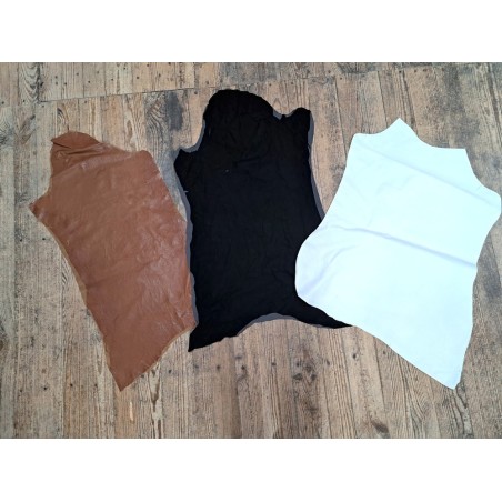 Lot de 3 peaux de cuir stretch - couleurs diverses - Cuir en Stock