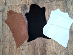 Lot de 3 peaux de cuir stretch - couleurs diverses - Cuir en Stock