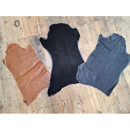 Lot de 3 peaux de cuir stretch - couleurs diverses - Cuir en Stock