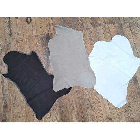 Lot de 3 peaux de cuir stretch - diverses couleurs - Cuir en Stock