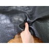 peau de cuir de mouton - crocodile - noir - maroquinerie - cuir en stock