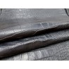 Peau de cuir de mouton ciré grain crocodile - Noir- Cuir en Stock