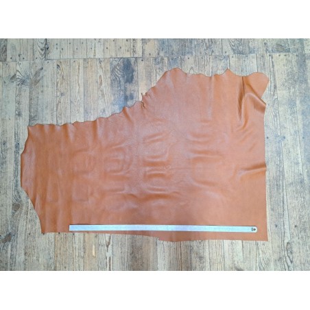 Morceau de cuir de vache grainée - Brun automnal - B - Cuir en stock