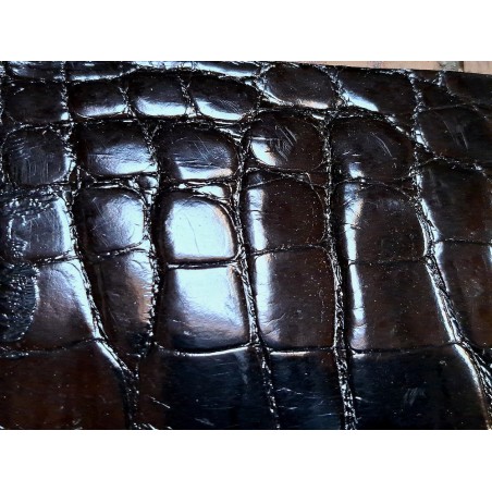 Peau de crocodile véritable - Noir - Cuir en Stock