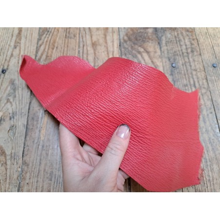 Morceau de cuir de requin - Rouge - maroquinerie - Cuir en Stock
