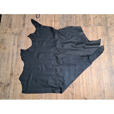 Grand morceau de cuir de veau Swift - souple et lisse - Noir