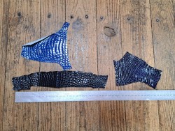 3 morceaux de cuir de crocodile véritable - Bleu