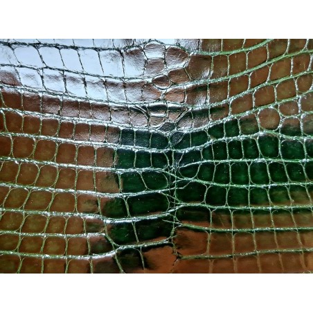 Peau de cuir de crocodile véritable - Vert anglais - Cuir en Stock