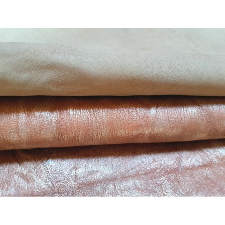 Lot de 2 peaux uniques - Cuir d'agneau et de chèvre - Cuir en Stock