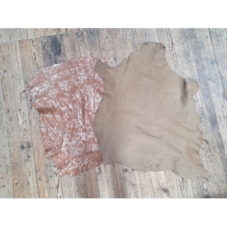 Lot de 2 peaux uniques - Cuir d'agneau et de chèvre - Cuir en Stock