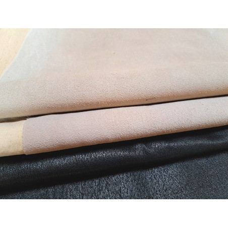 Lot de 3 peaux de cuir stretch - diverses couleurs - Cuir en Stock