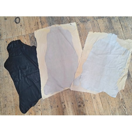 Lot de 3 peaux de cuir stretch - diverses couleurs - Cuir en Stock