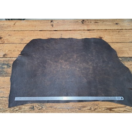 Bande de collet tannage végétal lisse - Noir mat - Cuir en Stock