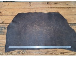 Bande de collet tannage végétal lisse - Noir mat - Cuir en Stock