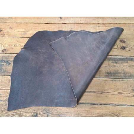 Bande de collet tannage végétal lisse - Noir mat - Cuir en Stock