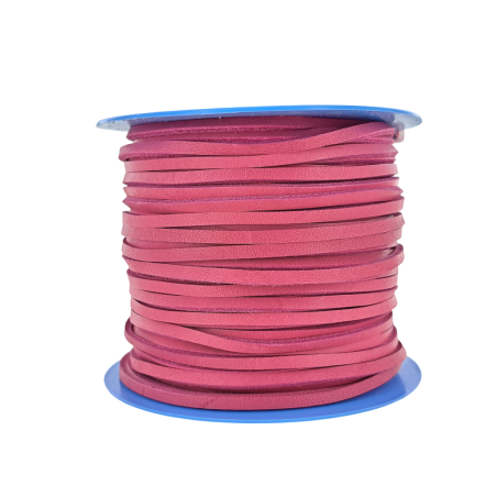 Lacet en cuir carré - 3.5 mm - Rose fushia