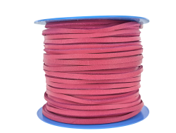 Lacet en cuir carré - 3.5 mm - Rose fushia