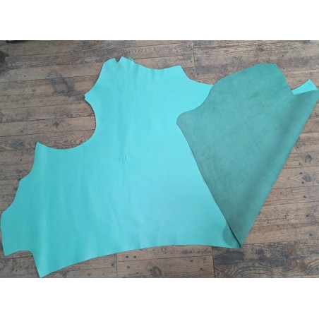 Demi-peau de cuir de vachette lisse - Bleu turquoise - Cuirenstock
