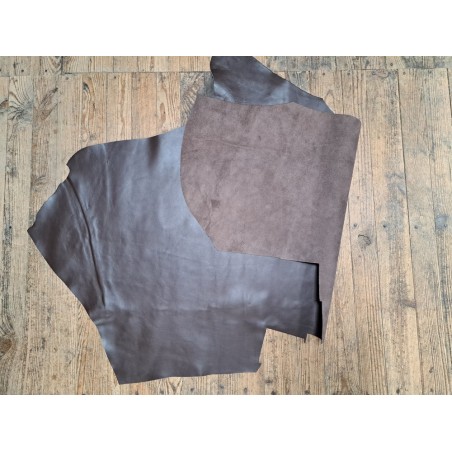 Morceau de cuir de veau - Chocolat - Cuirenstock