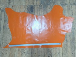 Morceau de cuir de vache lisse satiné - Orange - Cuir en stock