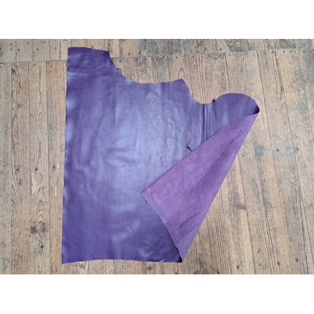 Morceau de cuir de veau lisse - Violet - B - Cuir en Stock
