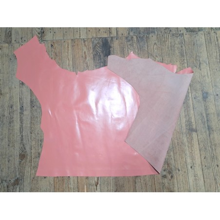 Demi-peau de cuir de veau lisse - Rose - Cuir en Stock