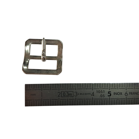 Petite boucle carrée - nickelé - 15 mm - Cuir en stock