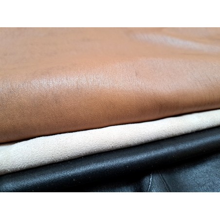 Lot de 3 peaux de cuir stretch - couleurs diverses - Cuir en Stock