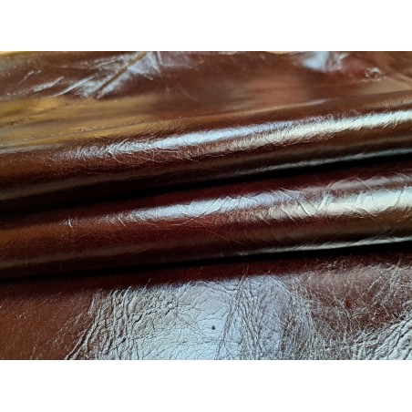 Grand morceau de cuir ciré vachette - châtaigne - maroquinerie - cuir en stock