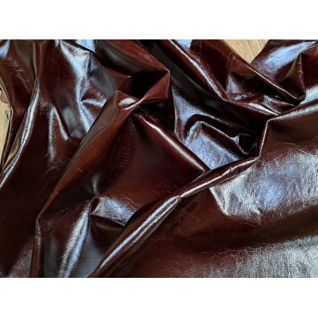 Grand morceau de cuir ciré vachette - châtaigne - maroquinerie - Cuir en stock