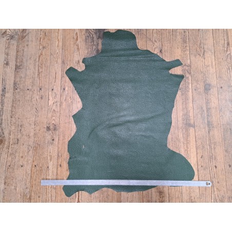 Cuir de mouton gros grains - Vert sapin - Cuir en Stock
