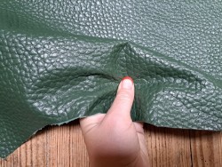 Cuir de mouton gros grains - Vert sapin - Cuir en Stock