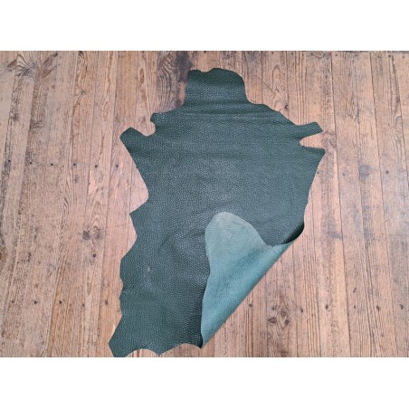 Cuir de mouton gros grains - Vert sapin - Cuir en Stock