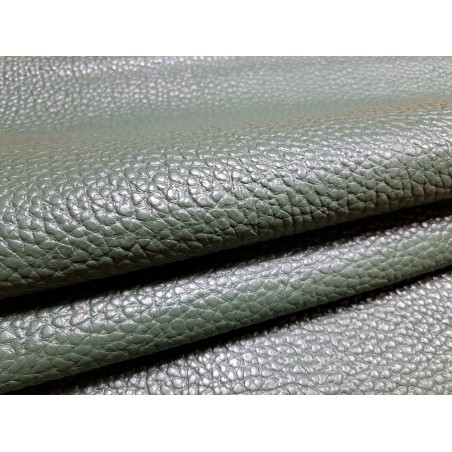 Cuir de mouton gros grains - Vert sapin - Cuir en Stock
