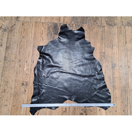 Cuir de mouton imprimé façon serpent - Noir - Cuir en Stock