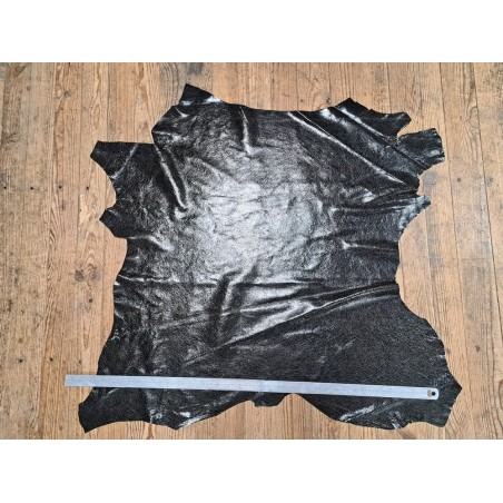 Cuir de mouton craquelé - Noir/Jaune - Cuir en Stock