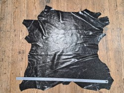 Cuir de mouton craquelé - Noir/Jaune - Cuir en Stock