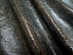 Cuir de mouton craquelé - Noir/Jaune - Cuir en Stock