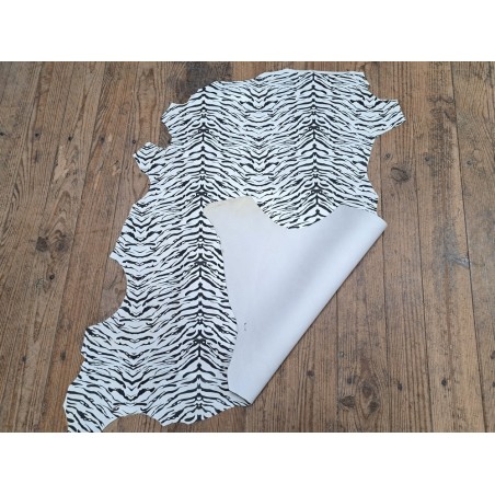 Peau de chèvre impression tigré - Blanc/Noir - Cuirenstock