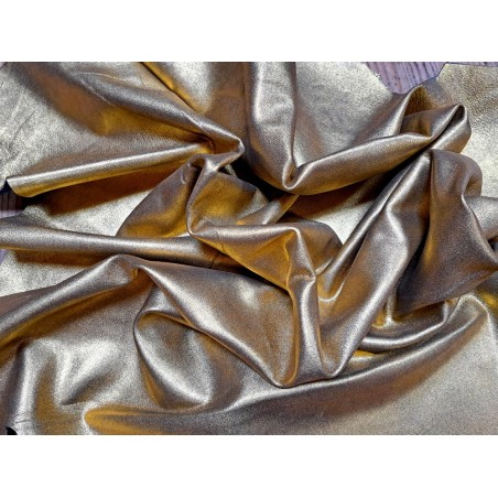 Peau de cuir d'agneau métallisé - Or antique - Cuir en Stock