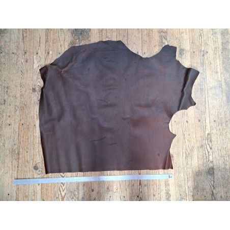 Morceau de cuir gras de vachette pullup  - Marron -A- Cuir en Stock
