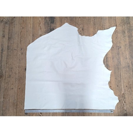 Morceau de cuir de veau - Blanc craie -B- Cuir en Stock