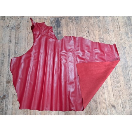 Morceau de cuir de veau lisse - Rouge piment - Cuirenstock