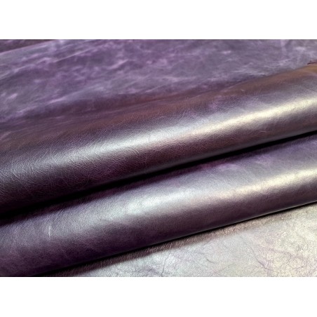 Morceau de cuir de vachette ciré pullup - Violet -B- Cuir en Stock