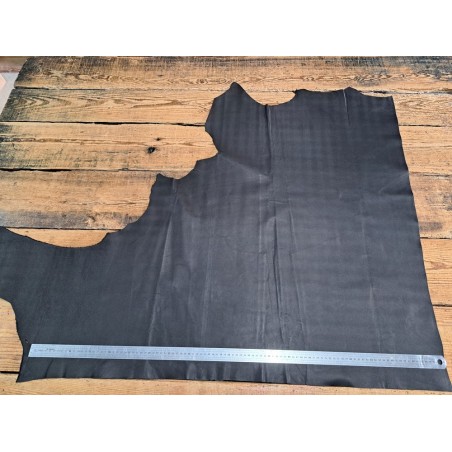 Demi peau de cuir de veau grain façon lézard - noire - maroquinerie - cuirenstock