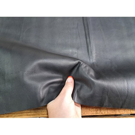 Morceau de veau grain lézard effet lézard - Noir - Cuir en Stock
