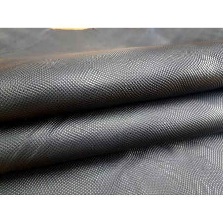 Morceau de veau grain lézard effet lézard - Noir - Cuir en Stock