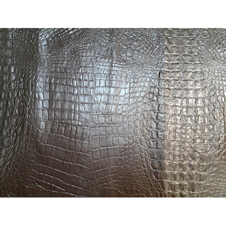 Morceau de cuir de veau grain croco métallisé - Anthracite
