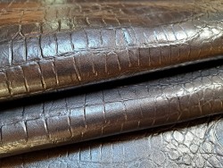 Demi-peau de cuir de veau grain croco - anthracite - maroquinerie - Cuir en Stock